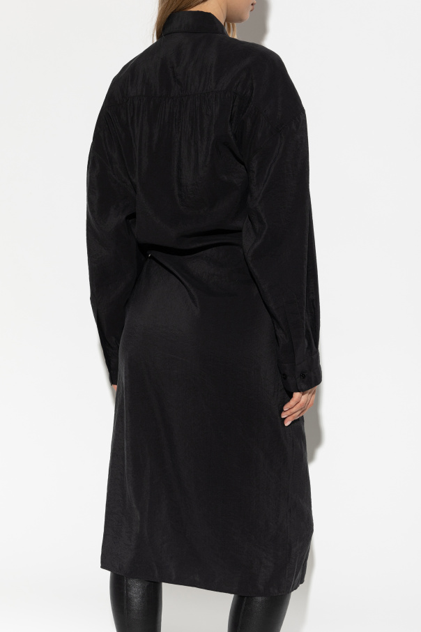 LEMAIRE ドレープマキシドレス　ブラック LAWN + MESH DRAPE DRESS(S BlackxBlack): Vintage 1.1｜THE
